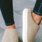 Pale Khaki Two-tone Knitted Warm Homewear Slippers