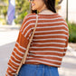 Brown Stripe Drop Shoulder Casual Sweater