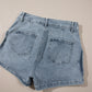 Dusk Blue Studded Acid Wash Jean Shorts