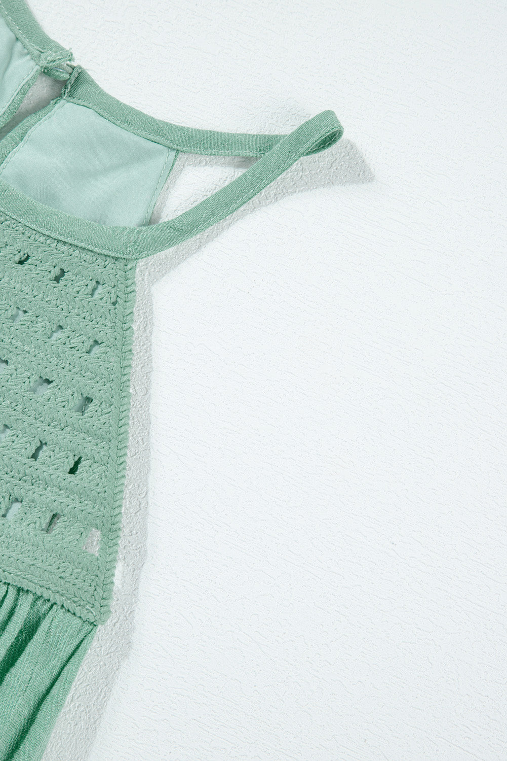 Mist Green Crochet Splicing Halter Flowy Tank Top