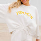 White PUMPKIN Flocking Graphic Pullover Sweatshirt and Shorts Set