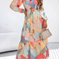 Multicolor Abstract Print O-ring Cut out Long Sleeve Maxi Dress