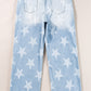 Beau Blue High Waist Star Pattern Plus Size Jeans