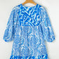 Sky Blue Bohemian Print Puff Sleeve Tied V Neck Flared Mini Dress