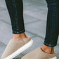 Pale Khaki Two-tone Knitted Warm Homewear Slippers