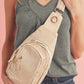 Beige Vintage PU Leather Zipped Crossbody Bag