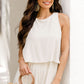 Apricot Sleeveless Ankle Length Wide Leg Jumpsuit