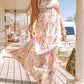 Multicolor Crisscross Backless Long Floral Dress