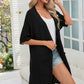 Black Dolman Half Sleeve Pocketed Long Cardigan