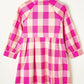 Rose Red Plaid Collared Bracelet Sleeve Shirt Flare Mini Dress