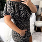 Leopard Off-Shoulder Romper with Pockets