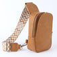 Brown Faux Leather Zipped Crossbody Chest Bag