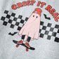 Light Grey Creep It Real Ghost Print Plus Size Sweatshirt