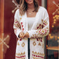 White Aztec Pattern Open Knitted Cardigan