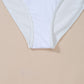 White Asymmetric Ruffle Trim Tie Waist One Piece Swimsuit