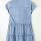 Beau Blue Acid Wash V Neck Tiered Denim Dress