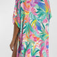 Multicolor Plant Print Button-up Half Sleeve Beach Cover Up