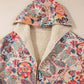 Beige Vintage Paisley Floral Printed Sherpa Lined Hooded Jacket