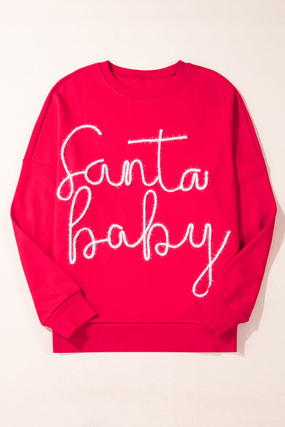 Fiery Red Christmas Santa Baby Tinsel Graphic Sweatshirt