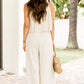 Apricot Sleeveless Ankle Length Wide Leg Jumpsuit