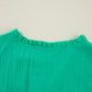 Sea Green Frilly V Neck Puff Sleeve Drawstring Shift Mini Dress