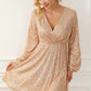 Apricot Wrapped V-neck Sequin Dress