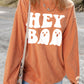 Orange Halloween Hey Boo Ghost Print Loose Sweatshirt