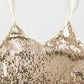 Light French Beige Sequined Adjustable Spaghetti Straps Tank Top