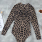 Leopard Print Zipper Cut-out Rash Guard Swimsuit