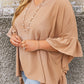 Smoke Gray Plus Size Ruffled Batwing Sleeve V Neck Blouse