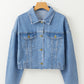 Sky Blue Medium Wash Chunky Cropped Denim Jacket