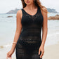 Black Hollow Out Crochet Cover Up Dress with Slits