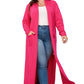 Strawberry Pink Plus Size Side Split Pockets Duster Cardigan