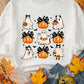 Beige Halloween Ghost Pumpkin Print Crew Neck Sweatshirt