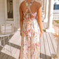 Multicolor Crisscross Backless Long Floral Dress