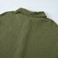 Moss Green Corded Buttons Placket Drop Shoulder Collared Shift Dress