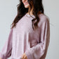 Orchid Petal Exposed Seam Drop Shoulder Wide Long Sleeve T Shirt