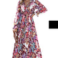 Violet V Neck Floral Print Empire Waist Maxi Dress