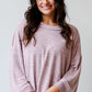 Orchid Petal Exposed Seam Drop Shoulder Wide Long Sleeve T Shirt