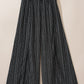 Black Printed Striped Printed Slit Wide Leg High Waist Pants