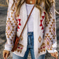 White Aztec Pattern Open Knitted Cardigan