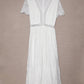 White V Neck High Waist Lace Maxi Dress