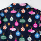 Navy Blue Colorful Christmas Lights Print Shirt and Pants Pajama Set