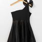 Black Bowtie One-shoulder Tulle Overlay Skater Dress