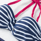 Blue Halter Bandeau Striped Bikini