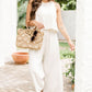 Apricot Sleeveless Ankle Length Wide Leg Jumpsuit