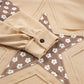 Apricot Floral Patchwork Star Pattern Drawstring Hoodie