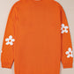 Orange Flower Pattern Drop Shoulder Plus Size Cardigan