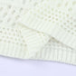 White Hollow Out Crochet V Neck Pullover Sweater