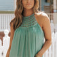 Mist Green Crochet Splicing Halter Flowy Tank Top